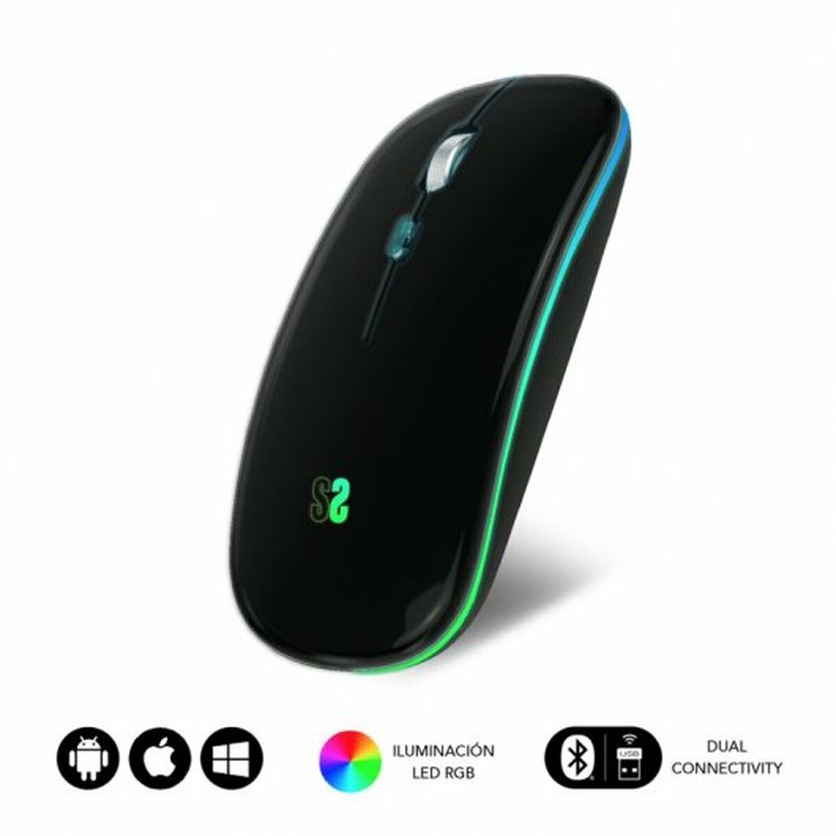 Optisk Mus Ergonomisk Subblim SUBMO-LDFLAT1 Svart 1600 dpi